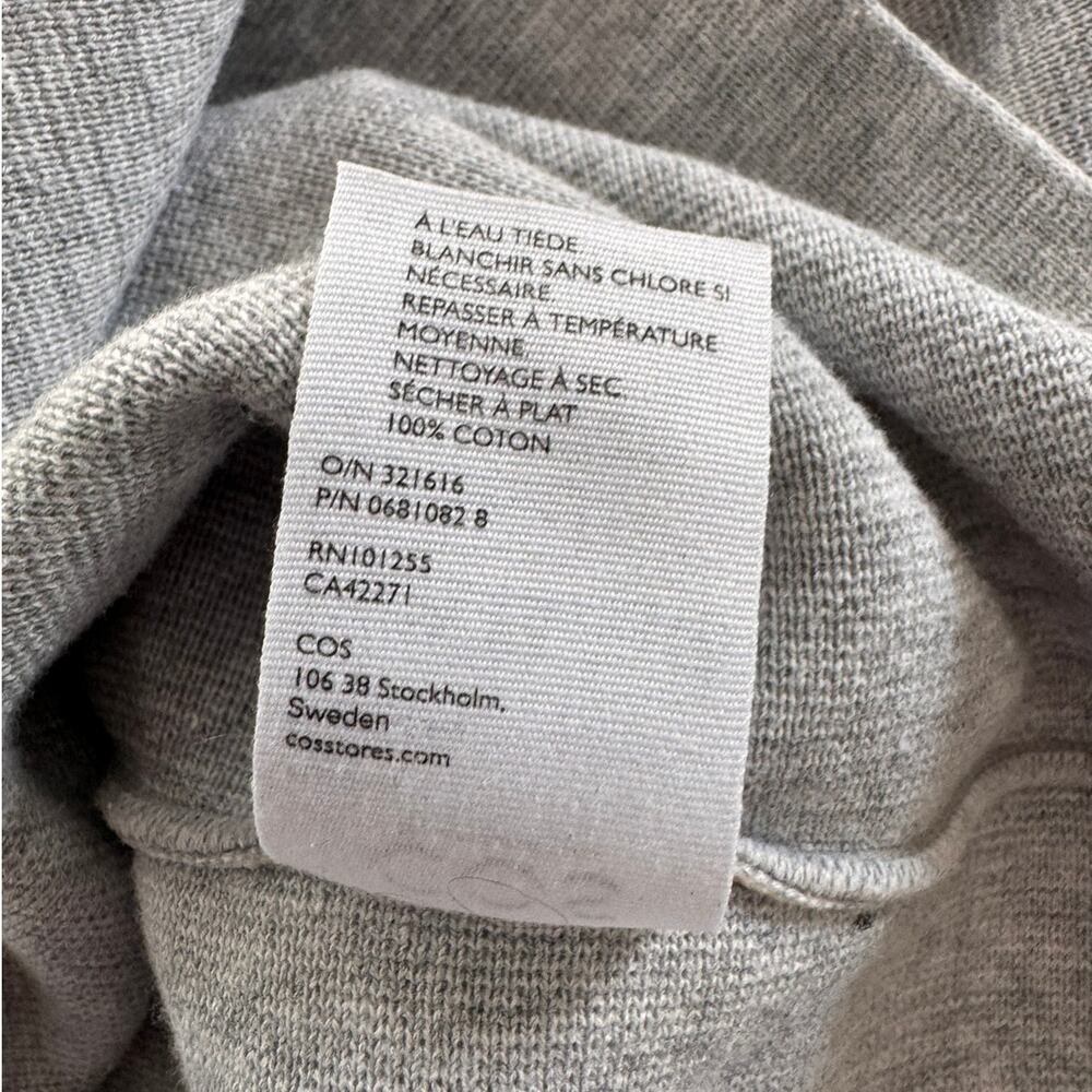Cos Small Light Gray Turtleneck Sweater 100% Cotton - Picture 7 of 9